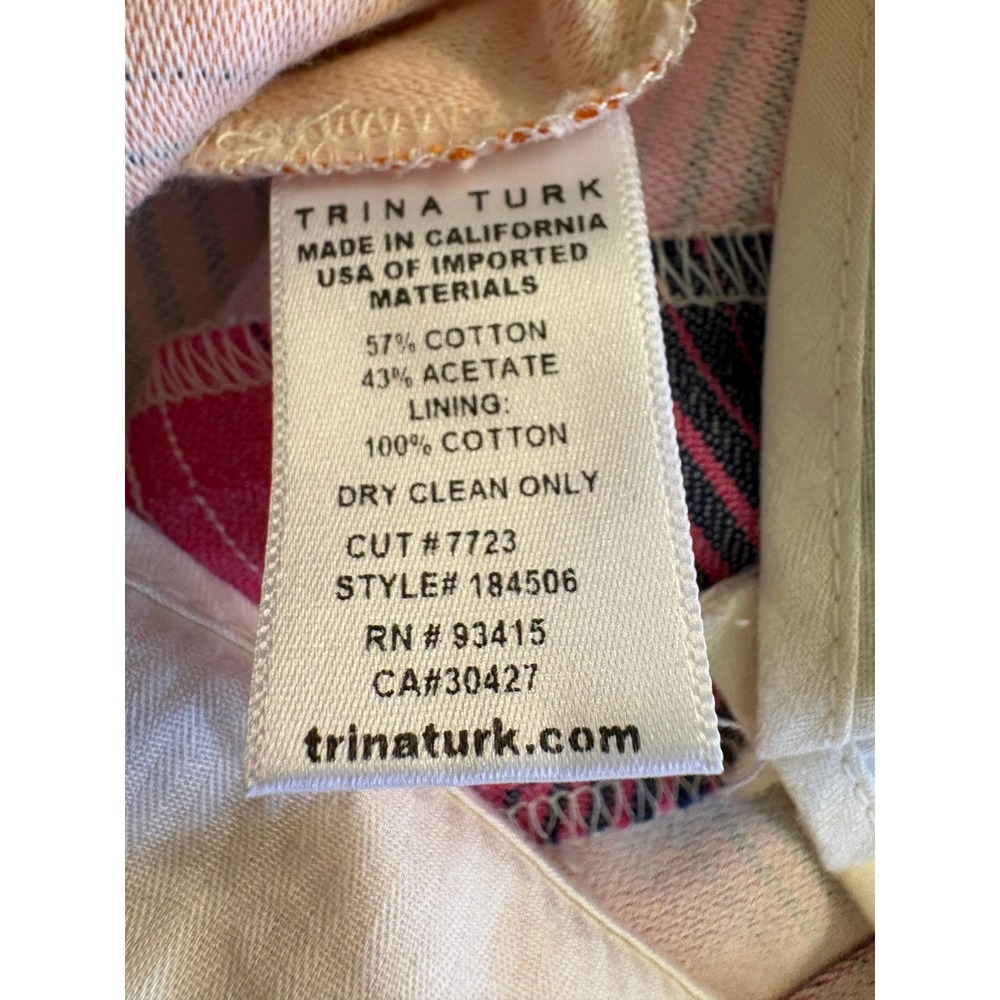 Trina Turk Women Pink Orange Striped Wide Leg Trousers Size 4 Boho Y2K Coastal - Picture 6 of 10